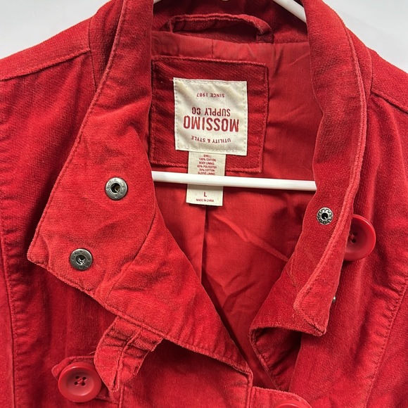 Mossimo Supply Co Red Velvet Cotton Pea Coat Jacket Button Up Womens Large - Picture 8 of 12
